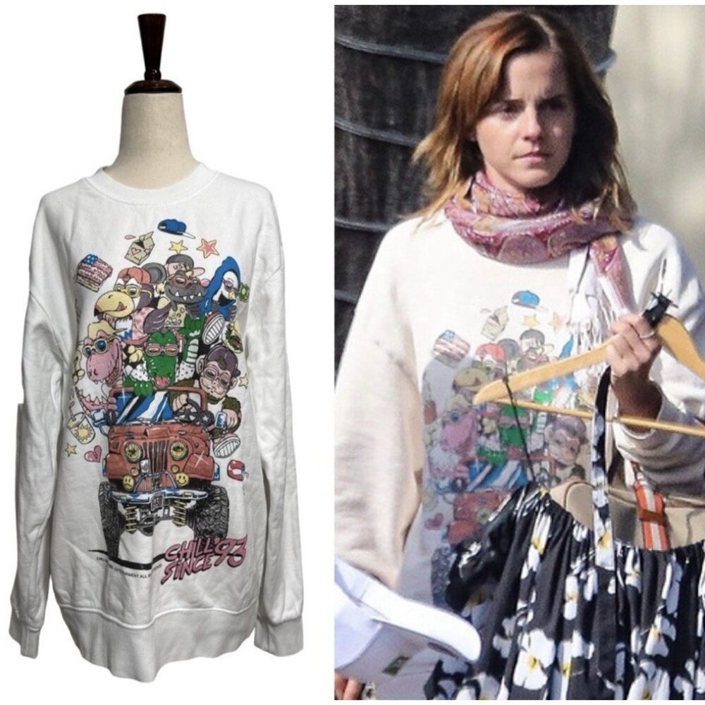 Brandy Melvillle Chill Since 1993 Oversized Crewneck Sweatshirt Emma Watson